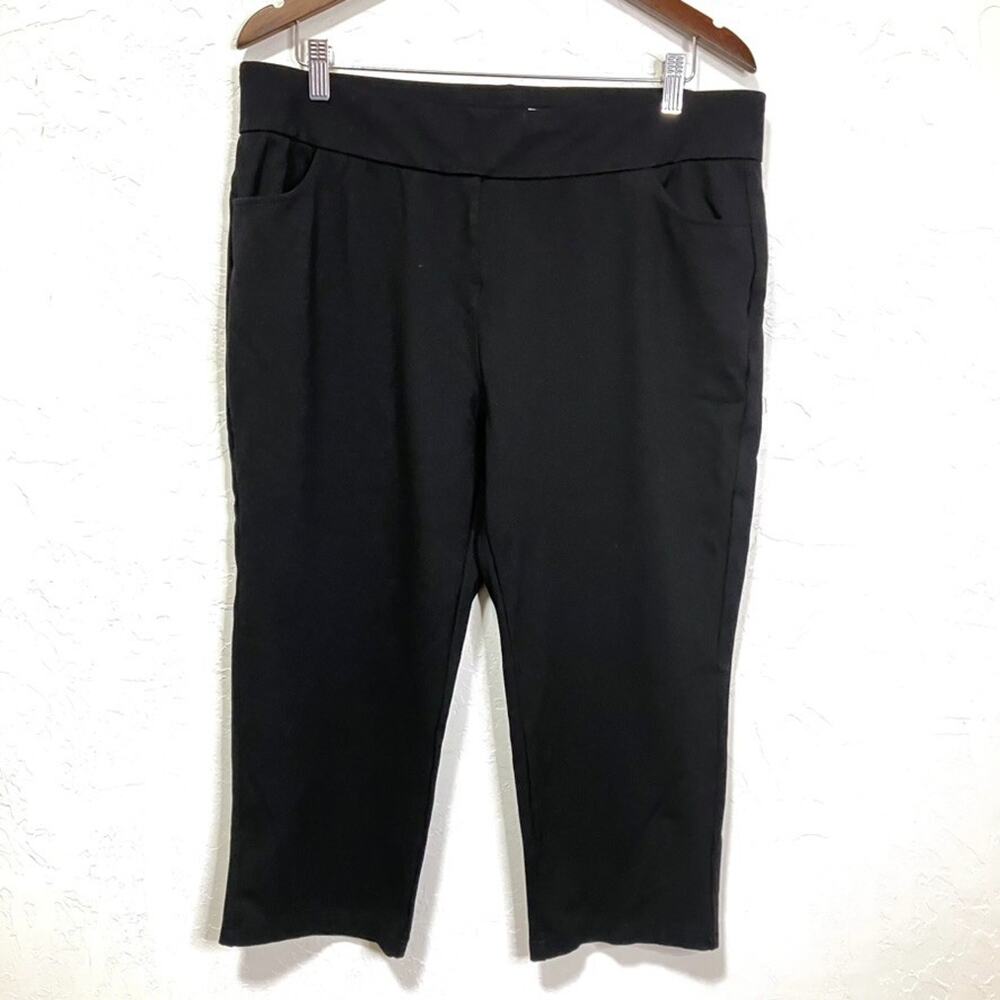 Black Leggings Cropped Pants Stretch Waist Pockets Womens XL ZTN Comfy
